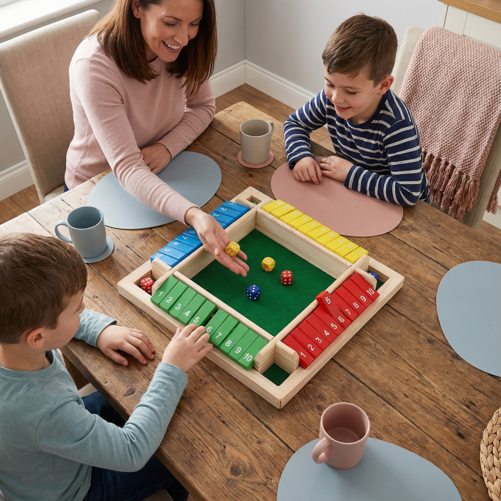 Wooden Family Dice Game For Math Learning And Tabletop Fun