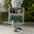 Tragbares Gartengeräte-Set mit klappbarem Sitzhocker für Gartenarbeit
