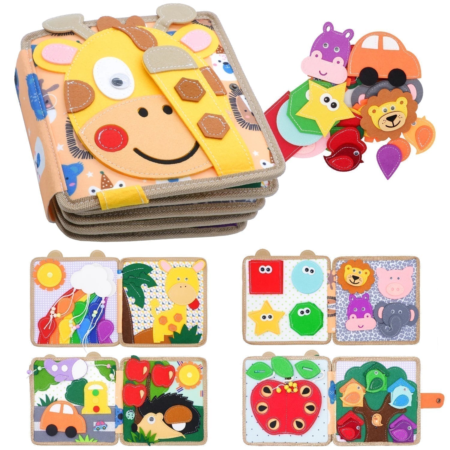 LumaNest Farm Life Felt Quiet Book For Babies With Fruit And Animals