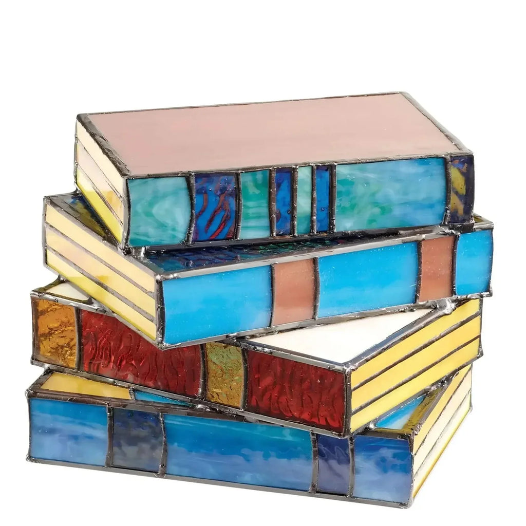 Stained Glass Book Lamp Handcrafted Artistic Lighting For Home Decor