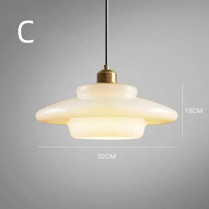 Milchige Pendelleuchte mit weißem Glasschirm für moderne Mid-Century-Dekoration
