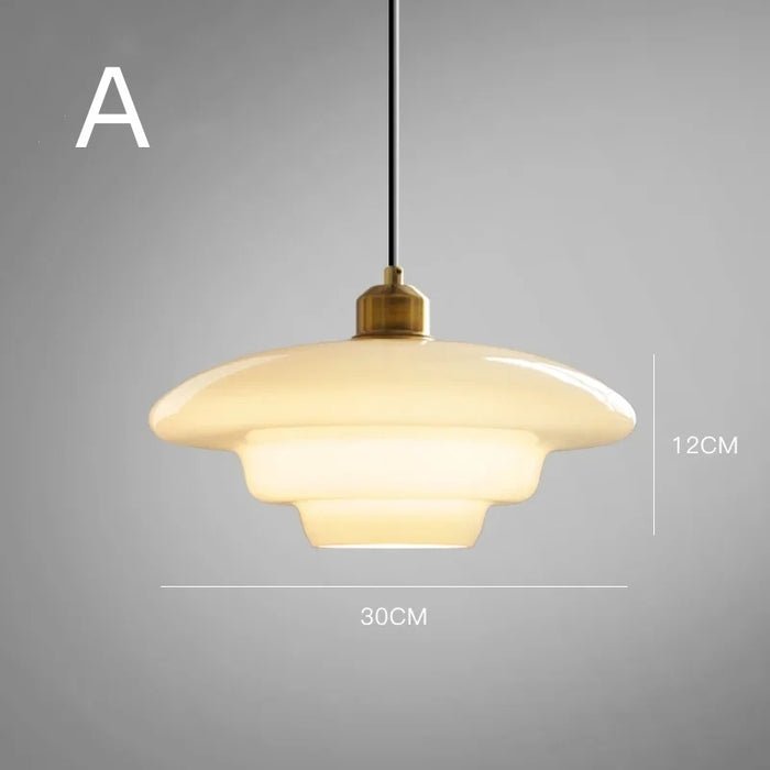 Milchige Pendelleuchte mit weißem Glasschirm für moderne Mid-Century-Dekoration