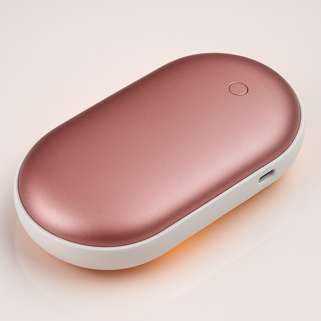 Kompakter Handwärmer, der auch als Powerbank und tragbarer Heizlüfter dient