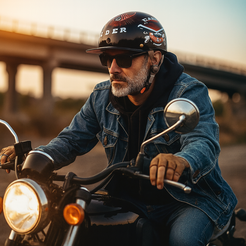 Half Face Motorcycle Helmet With Baseball Cap Look