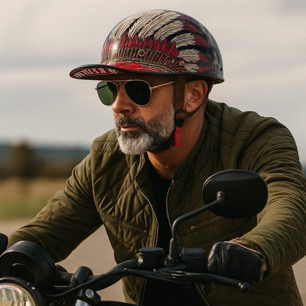 Half Face Motorcycle Helmet With Baseball Cap Look