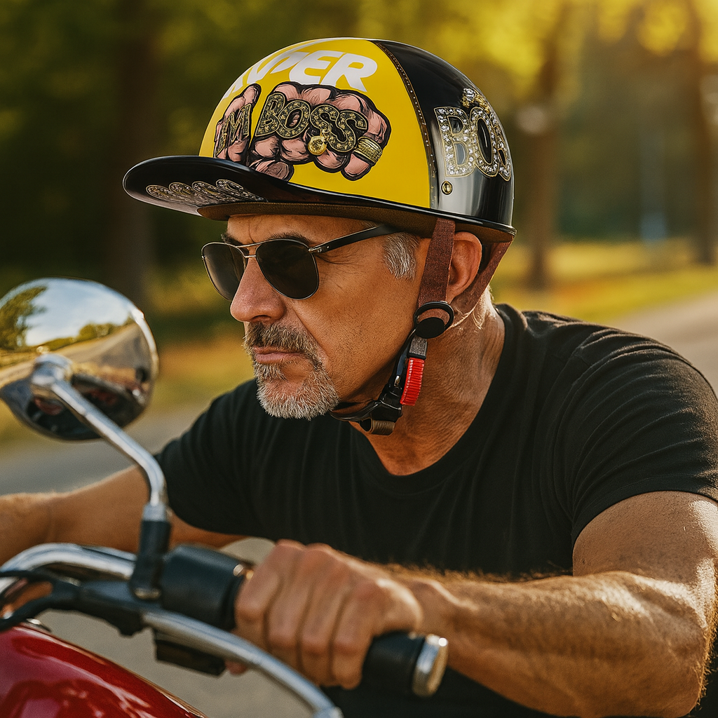Half Face Motorcycle Helmet With Baseball Cap Look