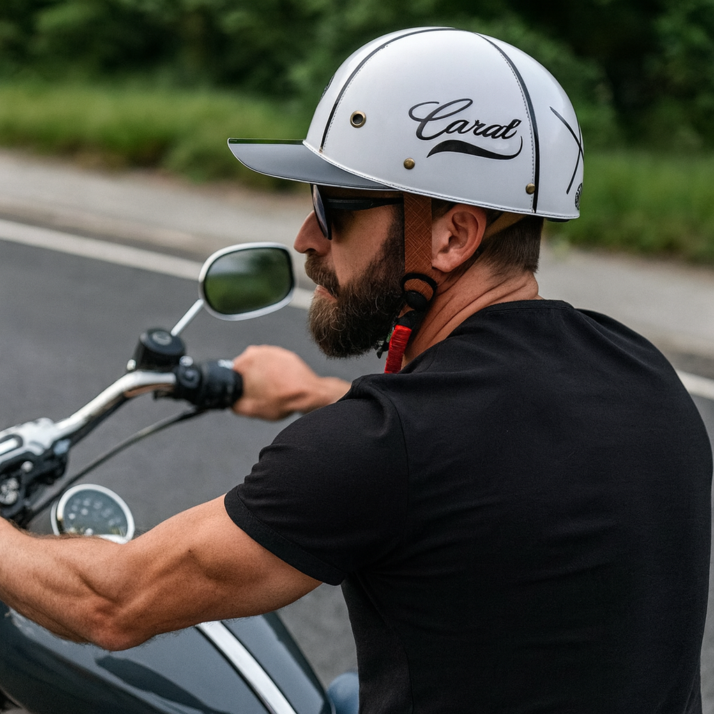 Half Face Motorcycle Helmet With Baseball Cap Look