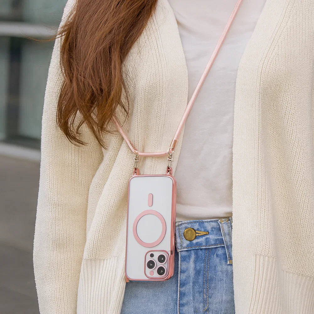 Coque de téléphone MagSafe avec bandoulière et sangle tour de cou
