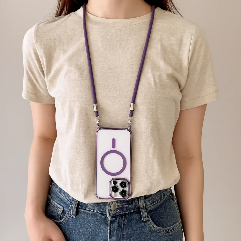 Coque de téléphone MagSafe avec bandoulière et sangle tour de cou
