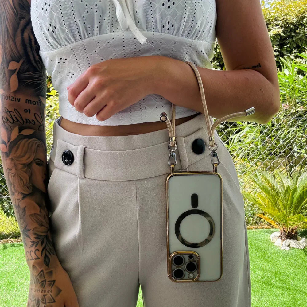 Coque de téléphone MagSafe avec bandoulière et sangle tour de cou
