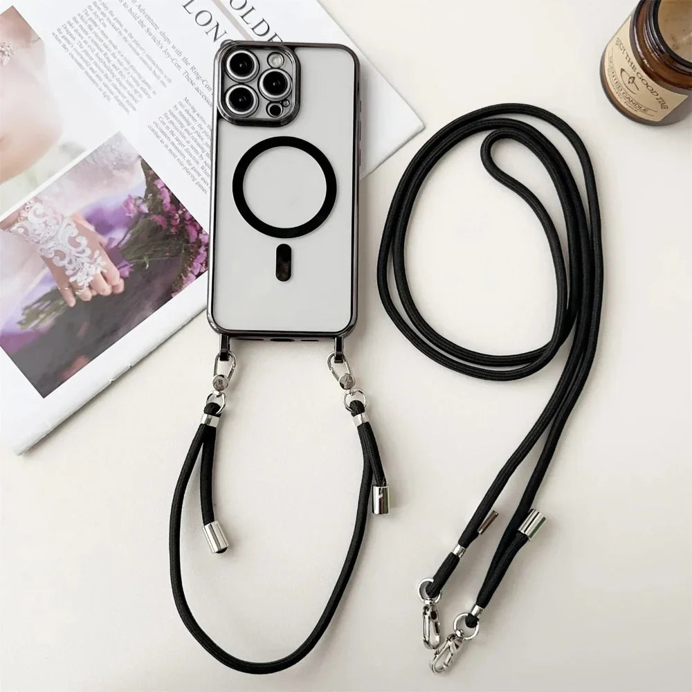 Coque de téléphone MagSafe avec bandoulière et sangle tour de cou
