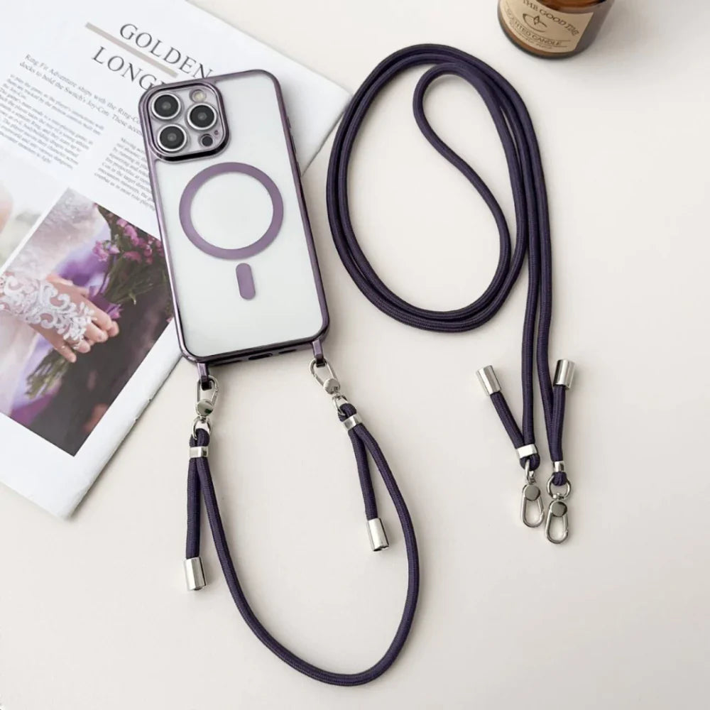Coque de téléphone MagSafe avec bandoulière et sangle tour de cou