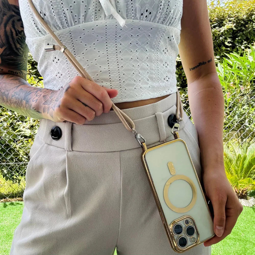 Coque de téléphone MagSafe avec bandoulière et sangle tour de cou
