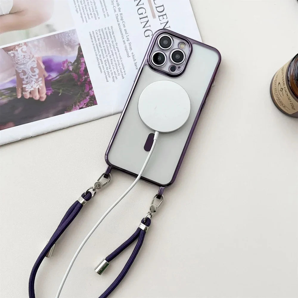 Coque de téléphone MagSafe avec bandoulière et sangle tour de cou