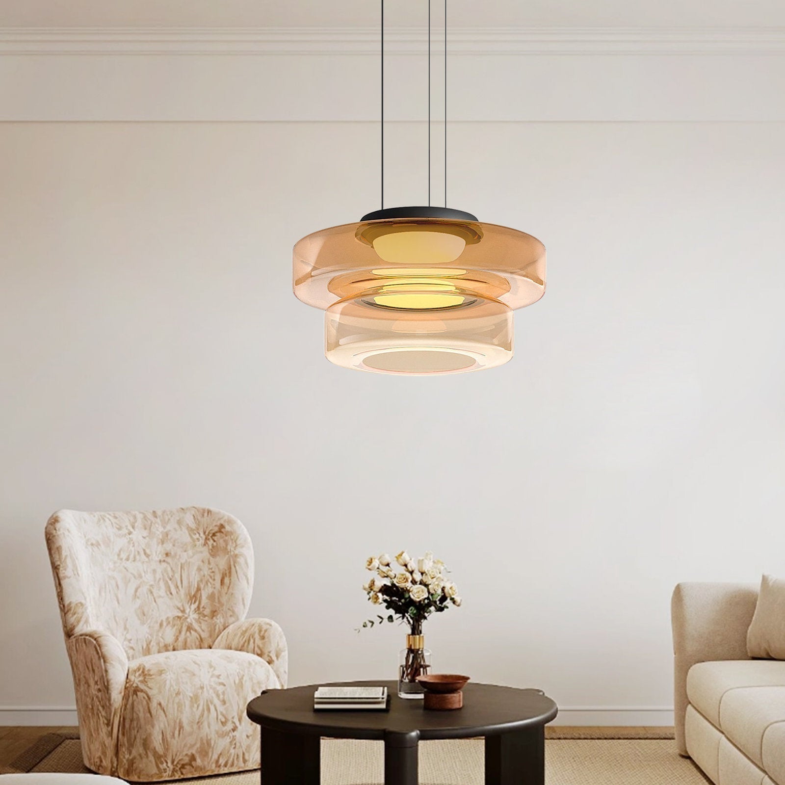 Bauhaus Style Moon Motif Glass Pendant Ceiling Light