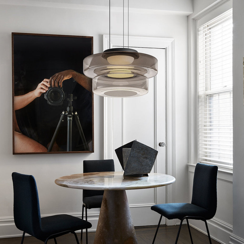 Bauhaus Style Moon Motif Glass Pendant Ceiling Light