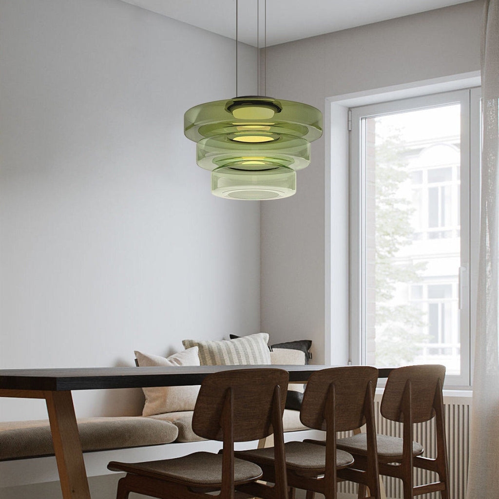 Bauhaus Style Moon Motif Glass Pendant Ceiling Light