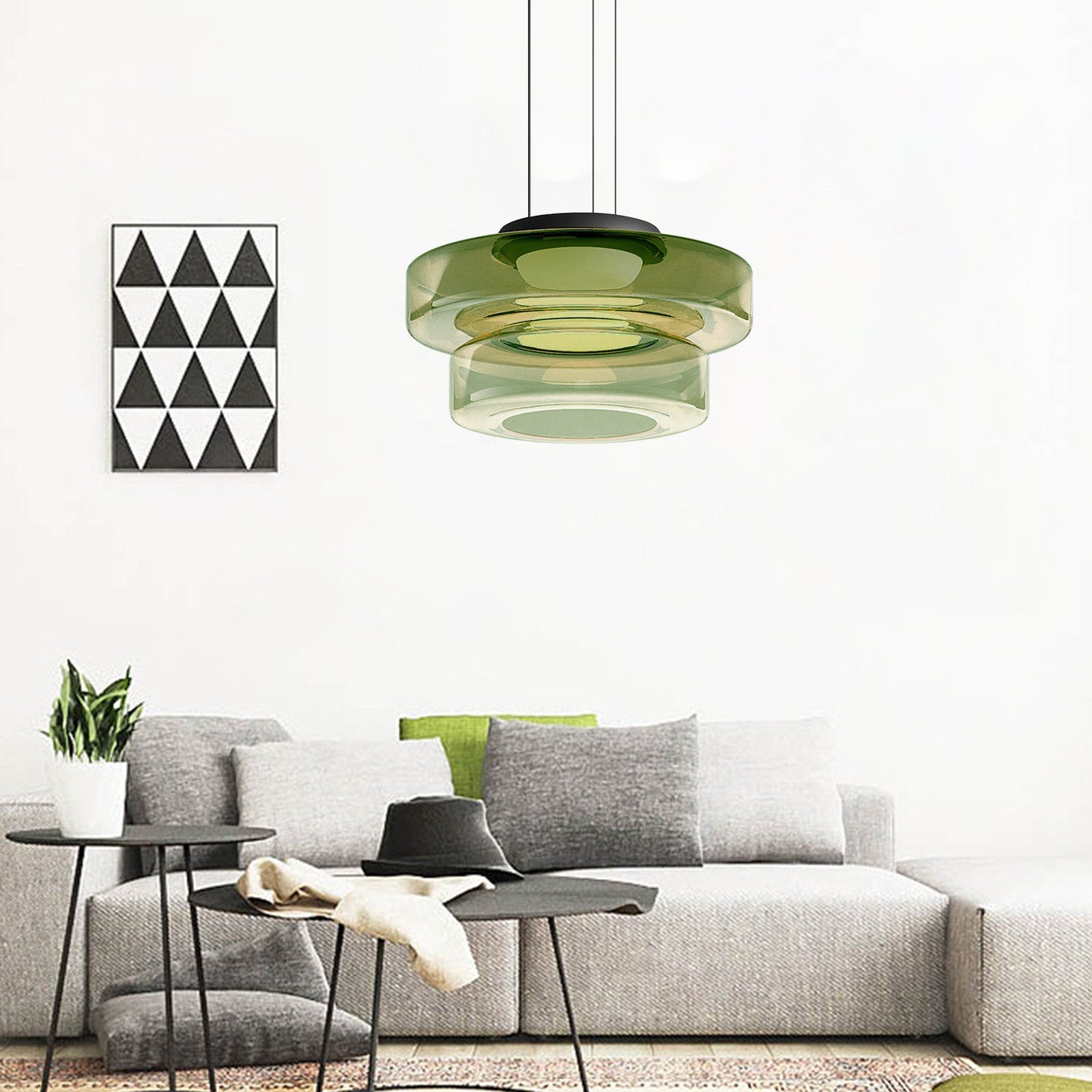 Bauhaus Style Moon Motif Glass Pendant Ceiling Light