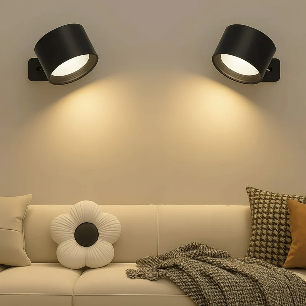 Justerbar væglampe med magnetisk beslag og genopladelig LED