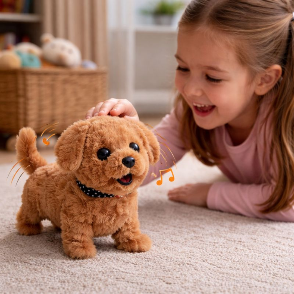 Interaktiv robot-hund kosedyr med realistisk gående bevegelse