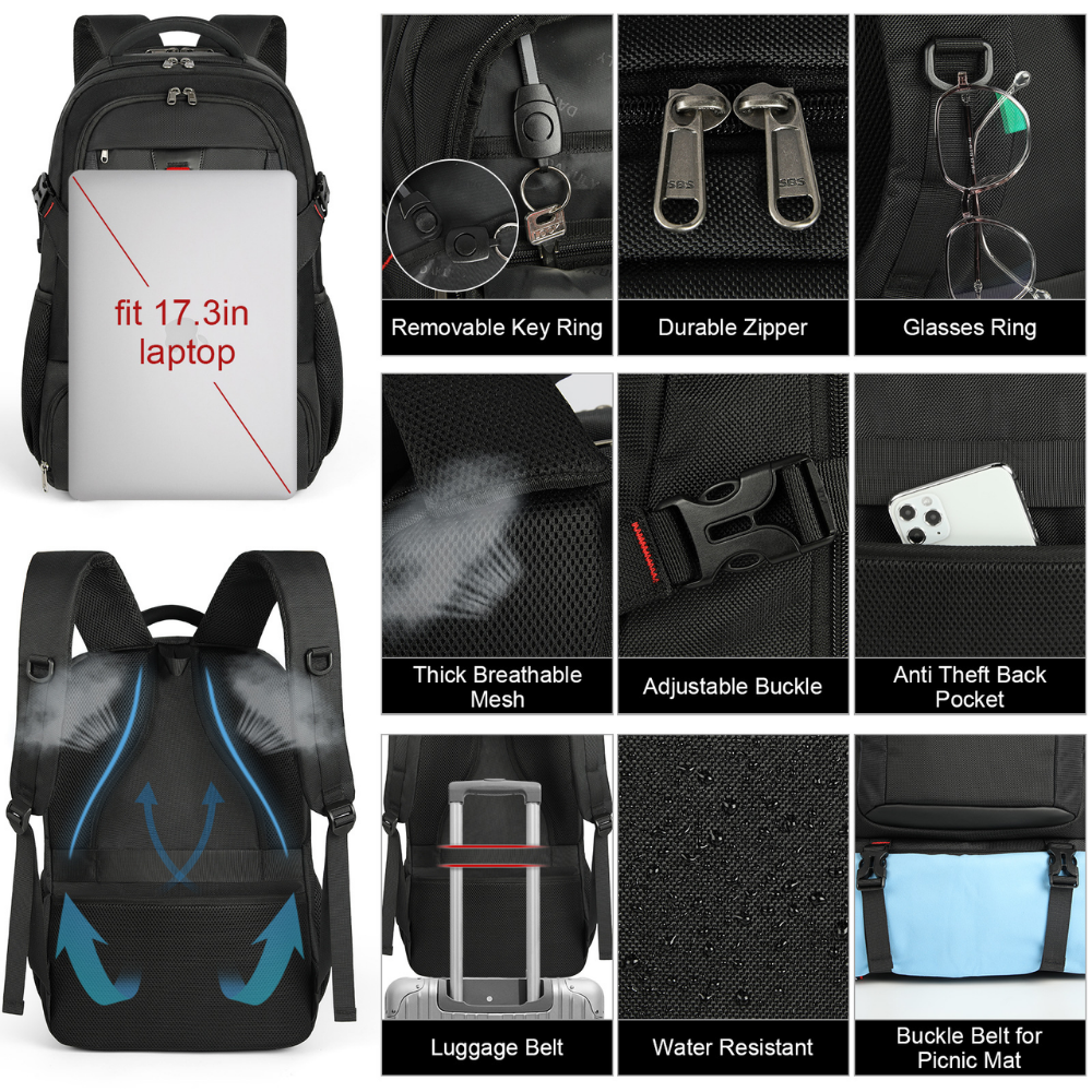 Sac à dos de voyage avec poche isotherme pour ordinateur portable et organiseur