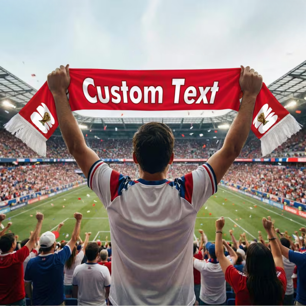 Cachecol para Fãs de Futebol com Texto Personalizado e Bandeira do México