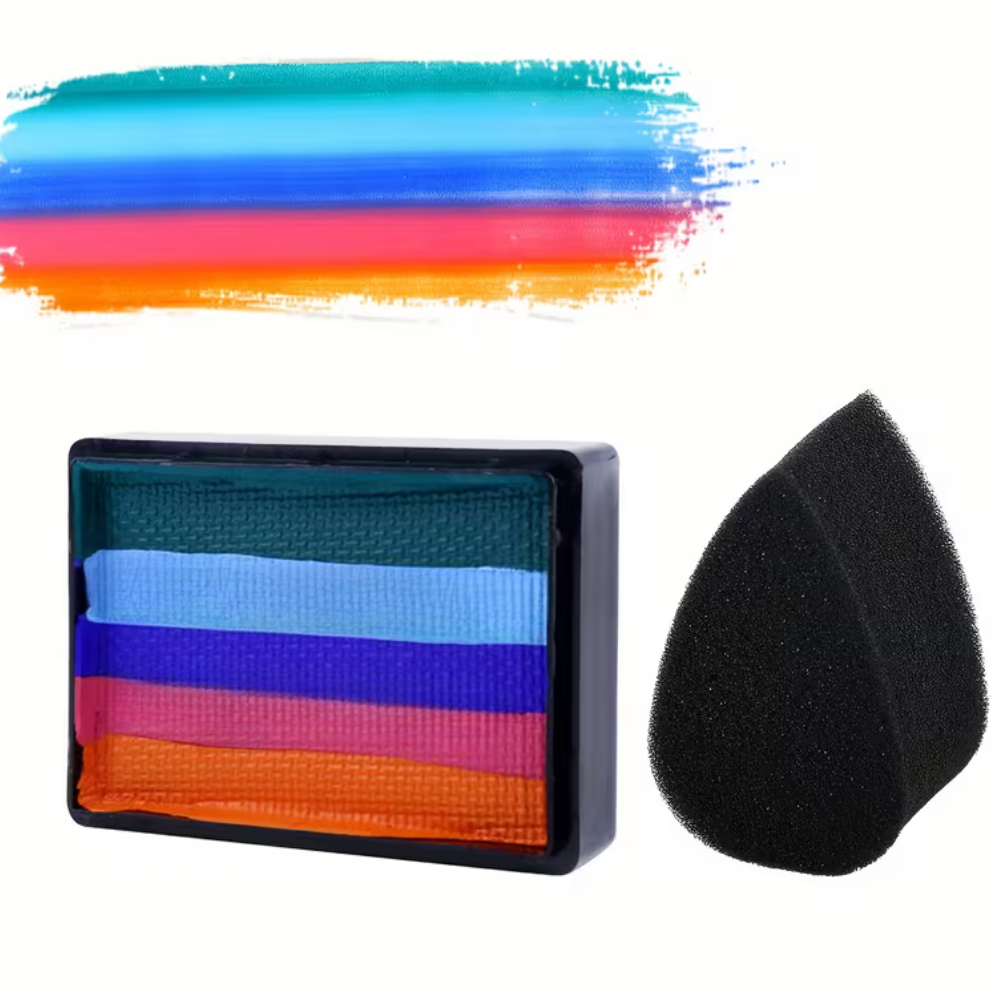 Vibrant Rainbow Neon Body Paint Kit For Face And Body Art