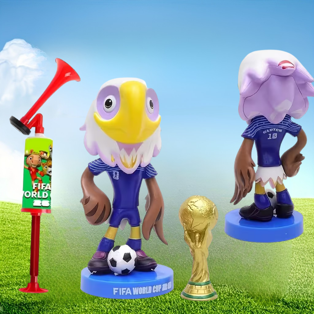 طقم بوق هواء لفعاليات كأس العالم مع مكبر صوت وتمثال تميمة