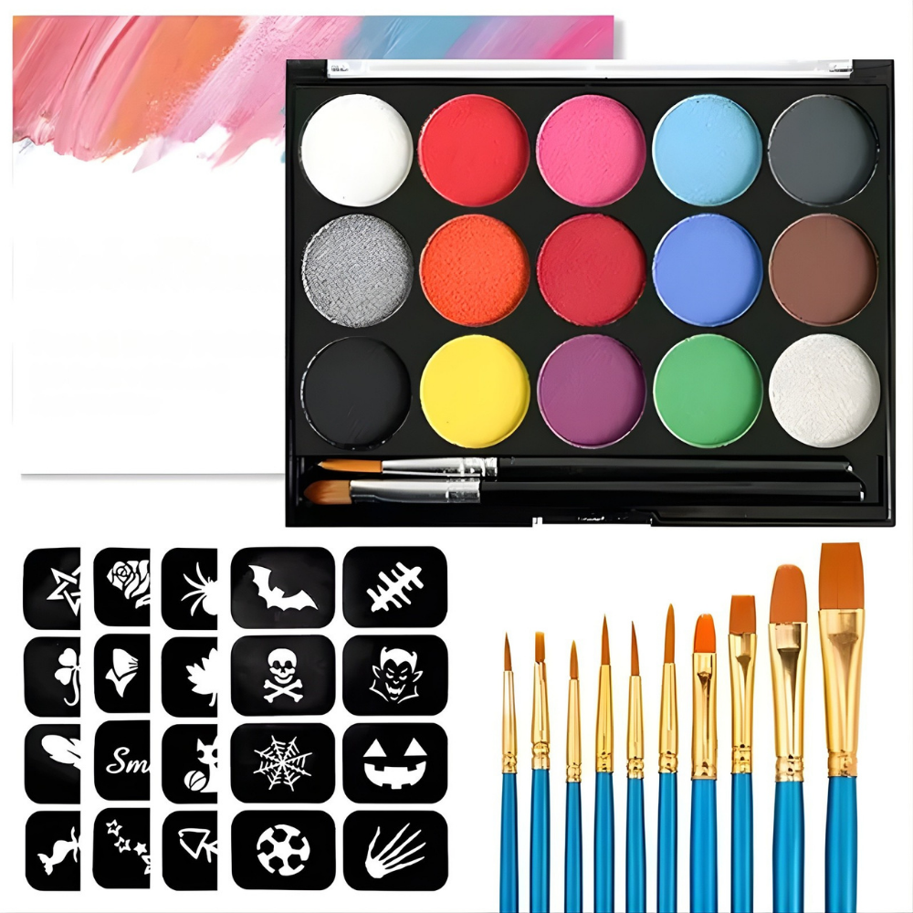 Soccer Ball Face Paint Set With 15 Colors For Creative Designs