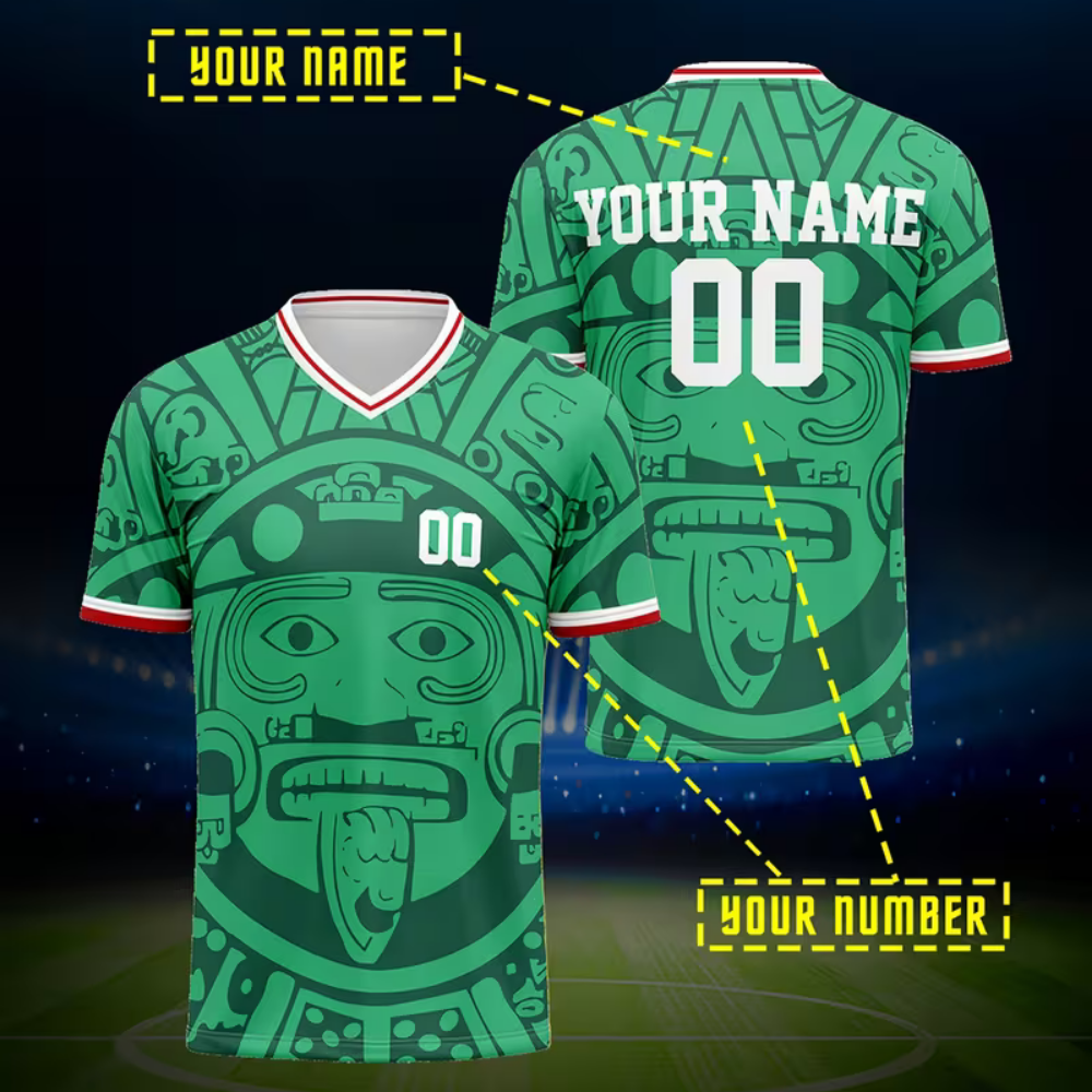 Camiseta de fútbol personalizada para México con nombre y número para fanáticos