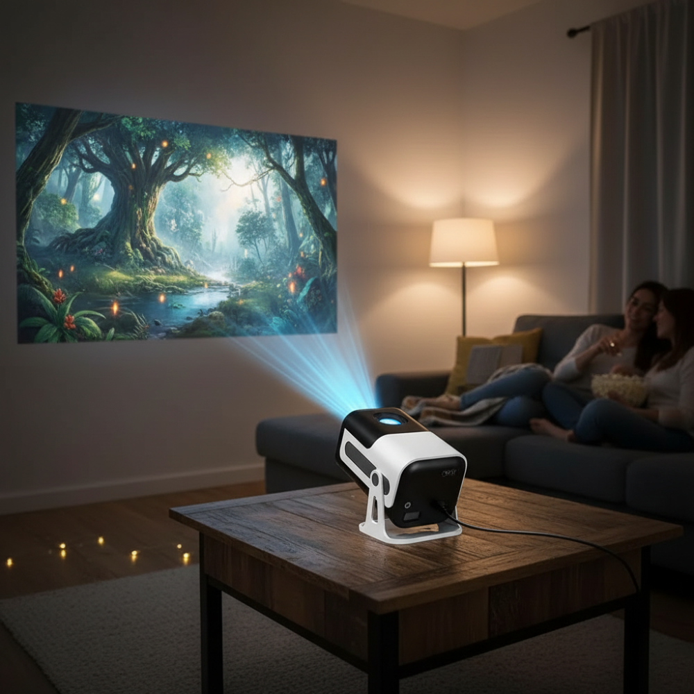 Compact WiFi Bluetooth Projector For Portable HD Viewing