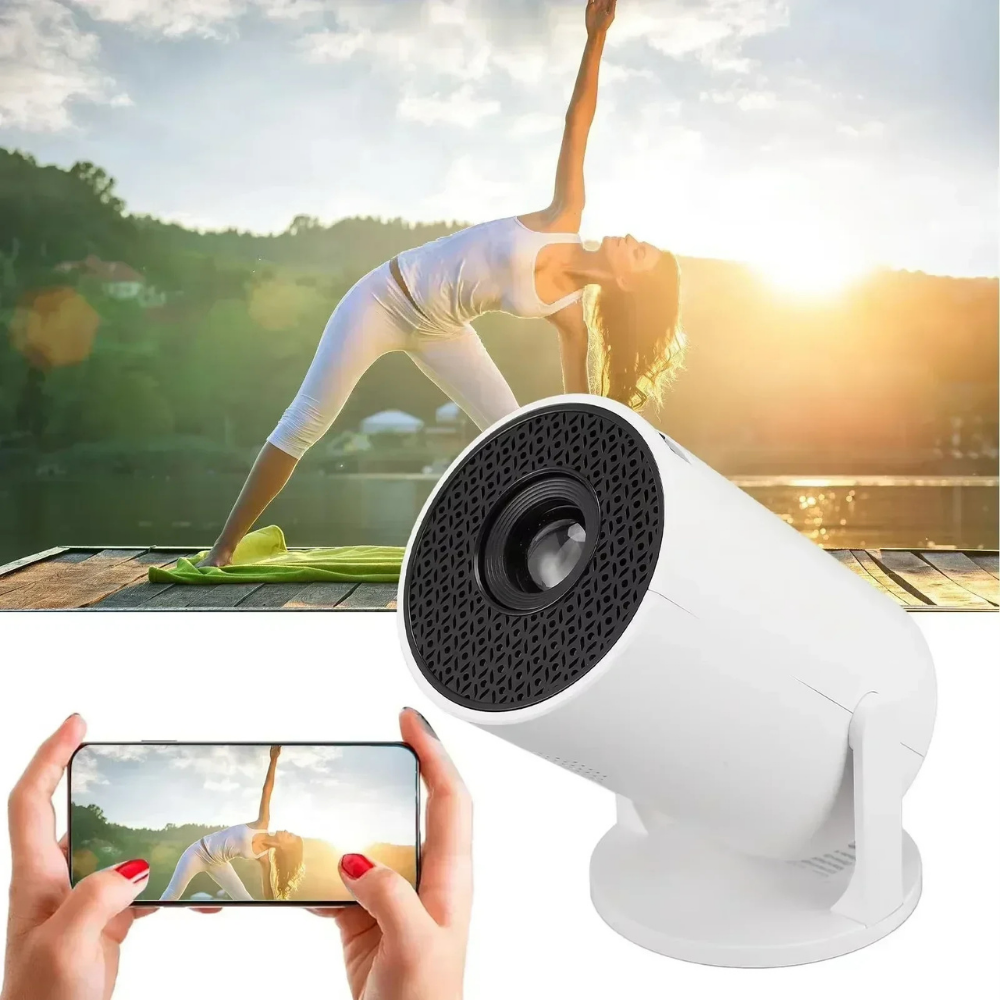 Projetor Compacto 4K com WiFi e Bluetooth para Uso Doméstico e ao Ar Livre