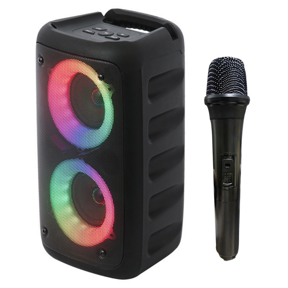 Karaoke-System mit tragbarem Lautsprecher und Mikrofonen