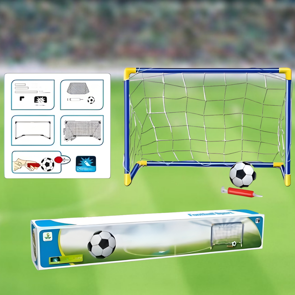 Compact Kids Soccer Goal Kit For Indoor Or Outdoor Play