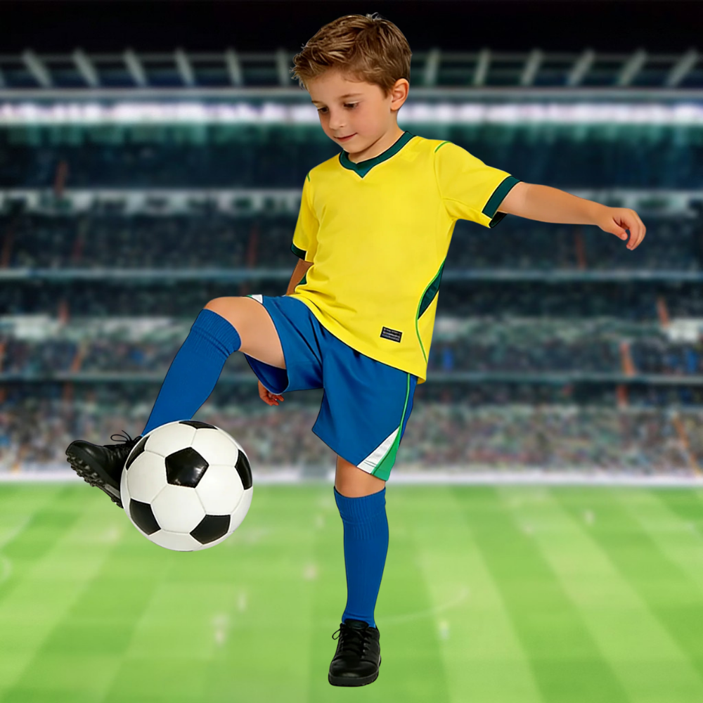 Brazil Jersey World Cup Kids 2026 Quick Dry Soccer Uniform Set