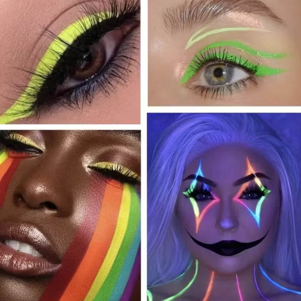 Vibrant Rainbow Neon Body Paint Kit For Face And Body Art