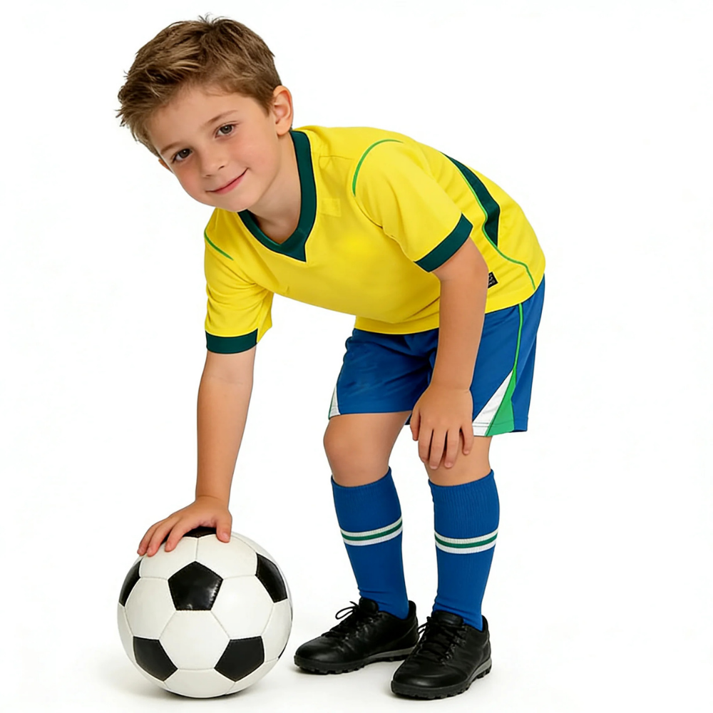 Brazil Jersey World Cup Kids 2026 Quick Dry Soccer Uniform Set