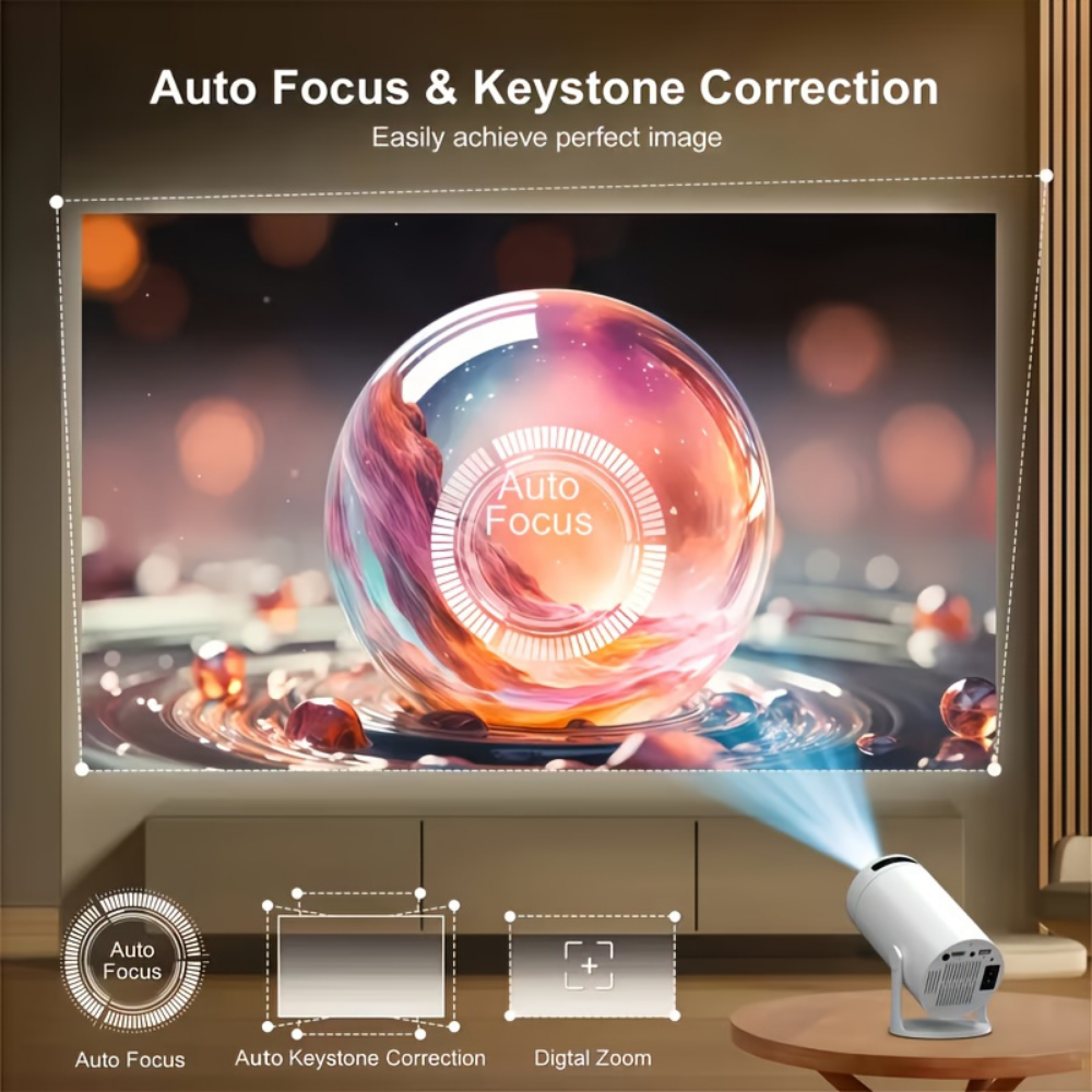 1080P Wireless Portable Projector With 180 Degree Rotation