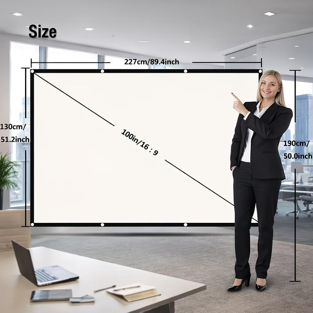100-Inch Portable Projector Screen For Indoor And Outdoor Viewing
