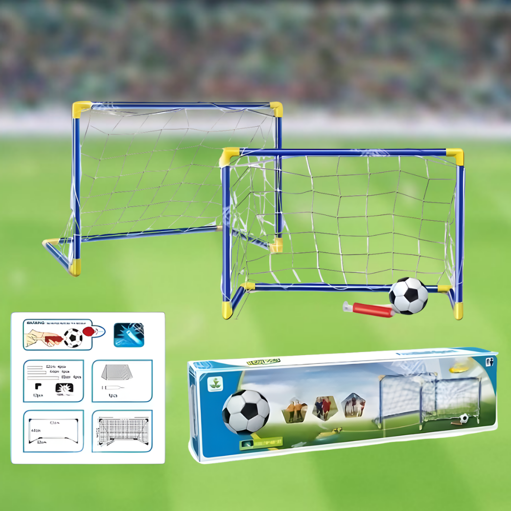 Compact Kids Soccer Goal Kit For Indoor Or Outdoor Play