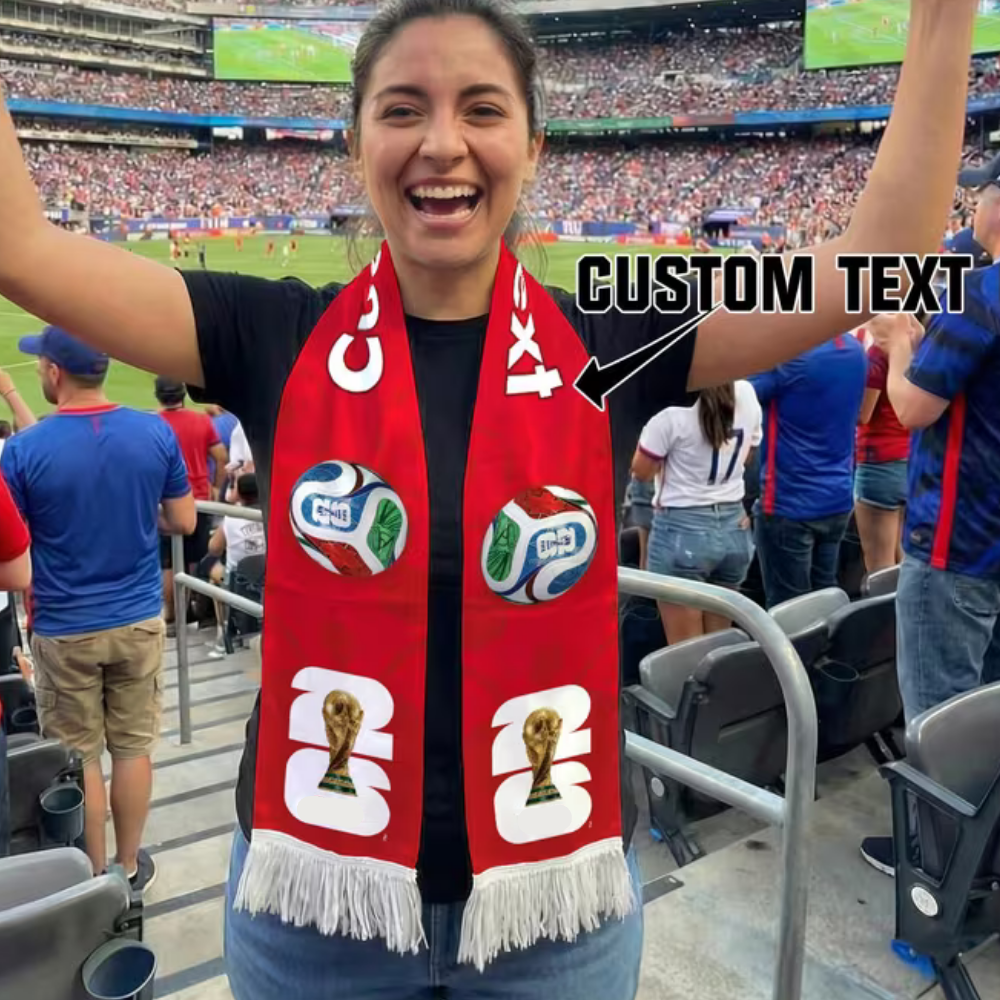 Cachecol para Fãs de Futebol com Texto Personalizado e Bandeira do México