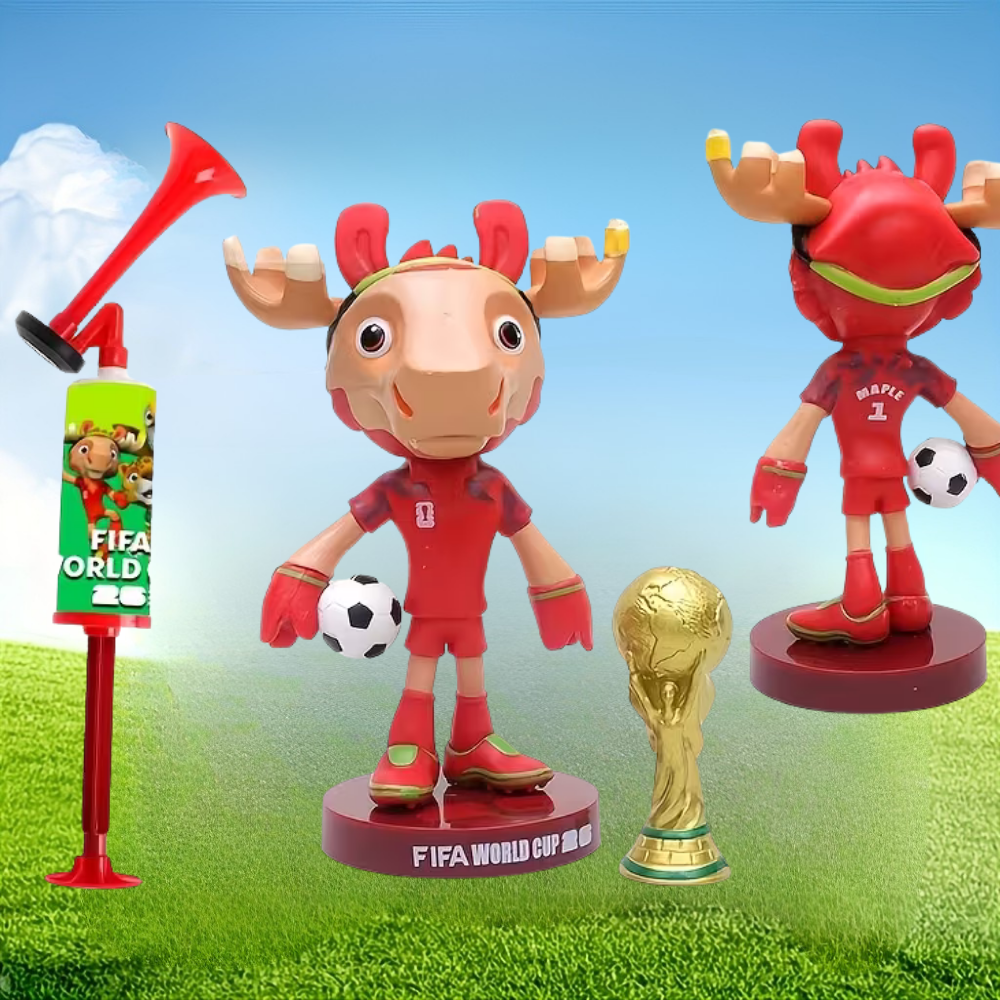 طقم بوق هواء لفعاليات كأس العالم مع مكبر صوت وتمثال تميمة