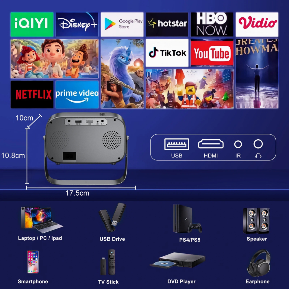 World Cup Compact Pocket Projector With Bluetooth And WiFi