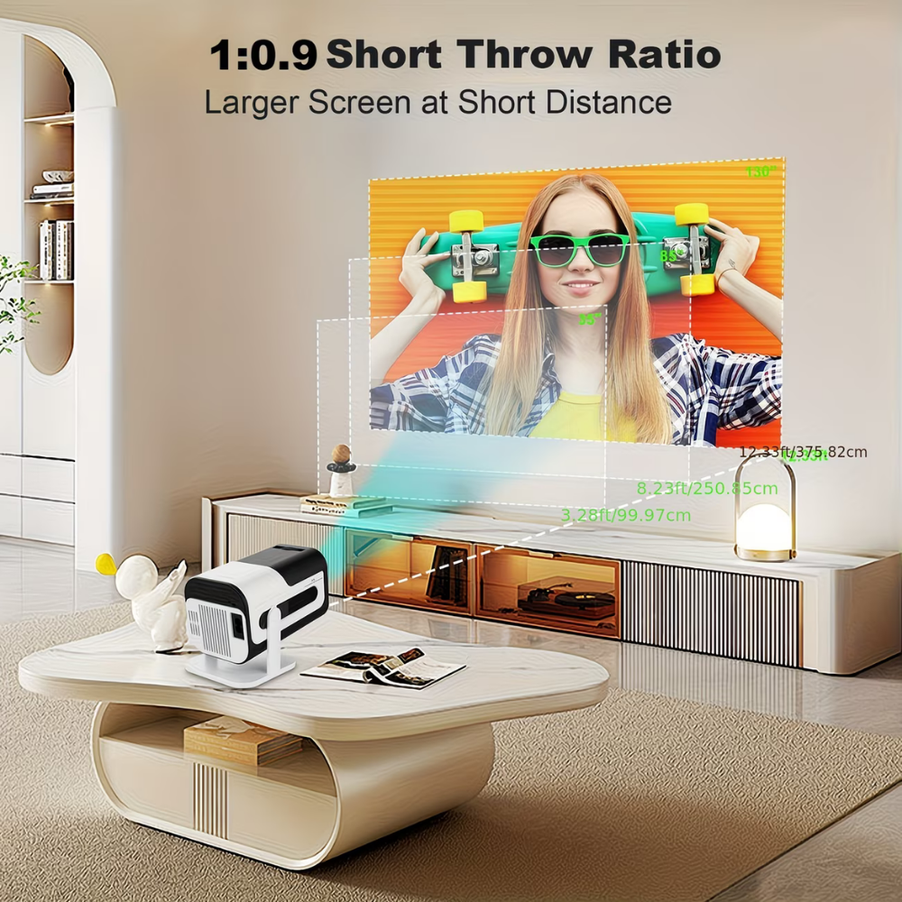 Compact WiFi Bluetooth Projector For Portable HD Viewing