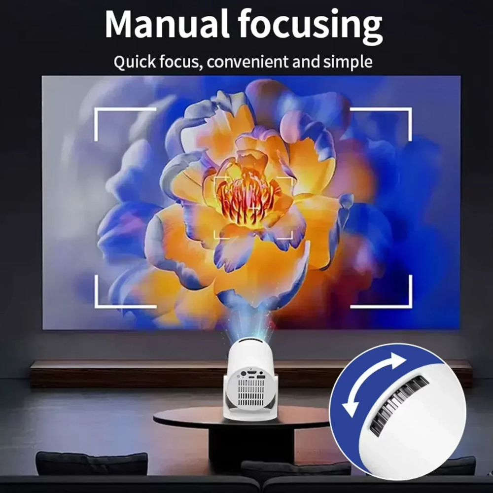 Projetor Compacto 4K com WiFi e Bluetooth para Uso Doméstico e ao Ar Livre