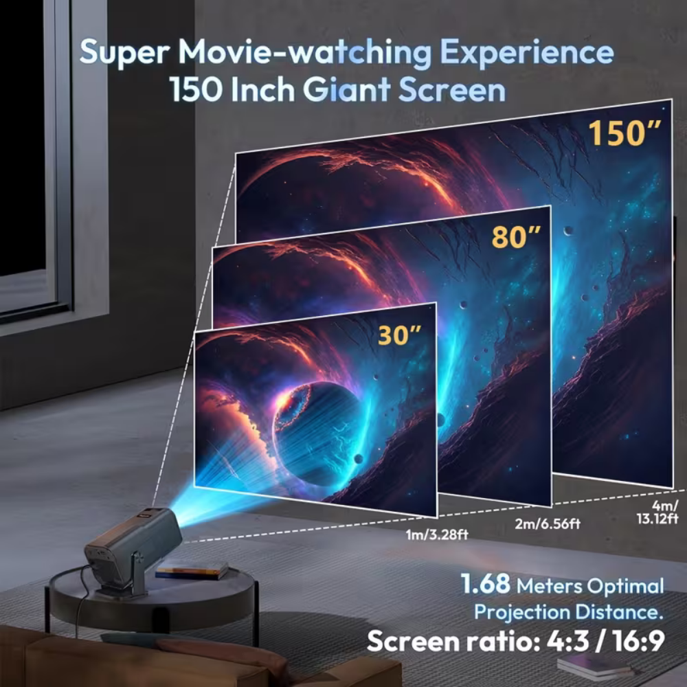 1080P Wireless Portable Mini Projector For Home Theater Streaming