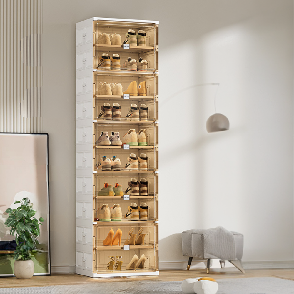 Organizer per scarpe trasparente a otto livelli impilabile per risparmio di spazio