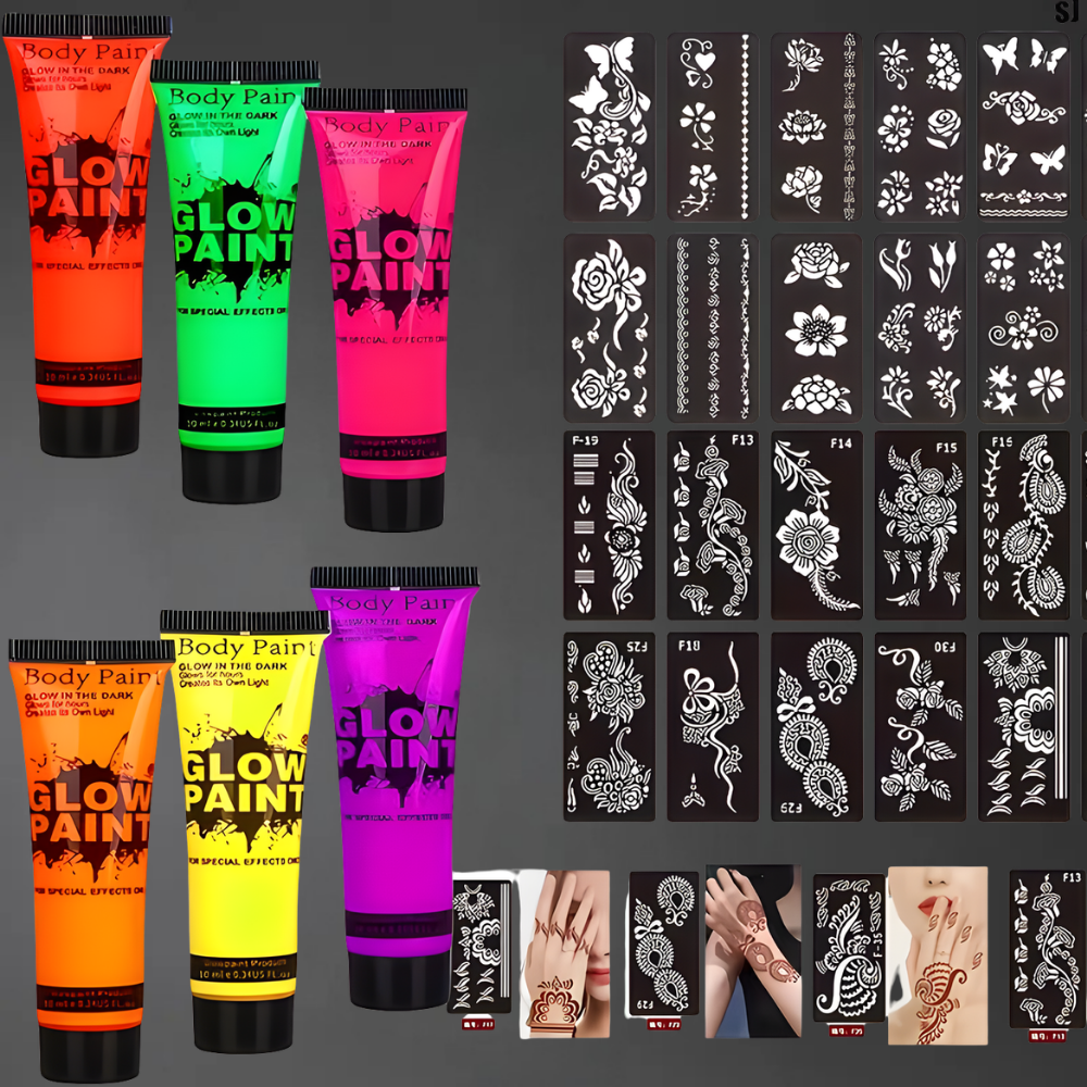 UV Glow Neon Body Paint Kit For Parties And Events