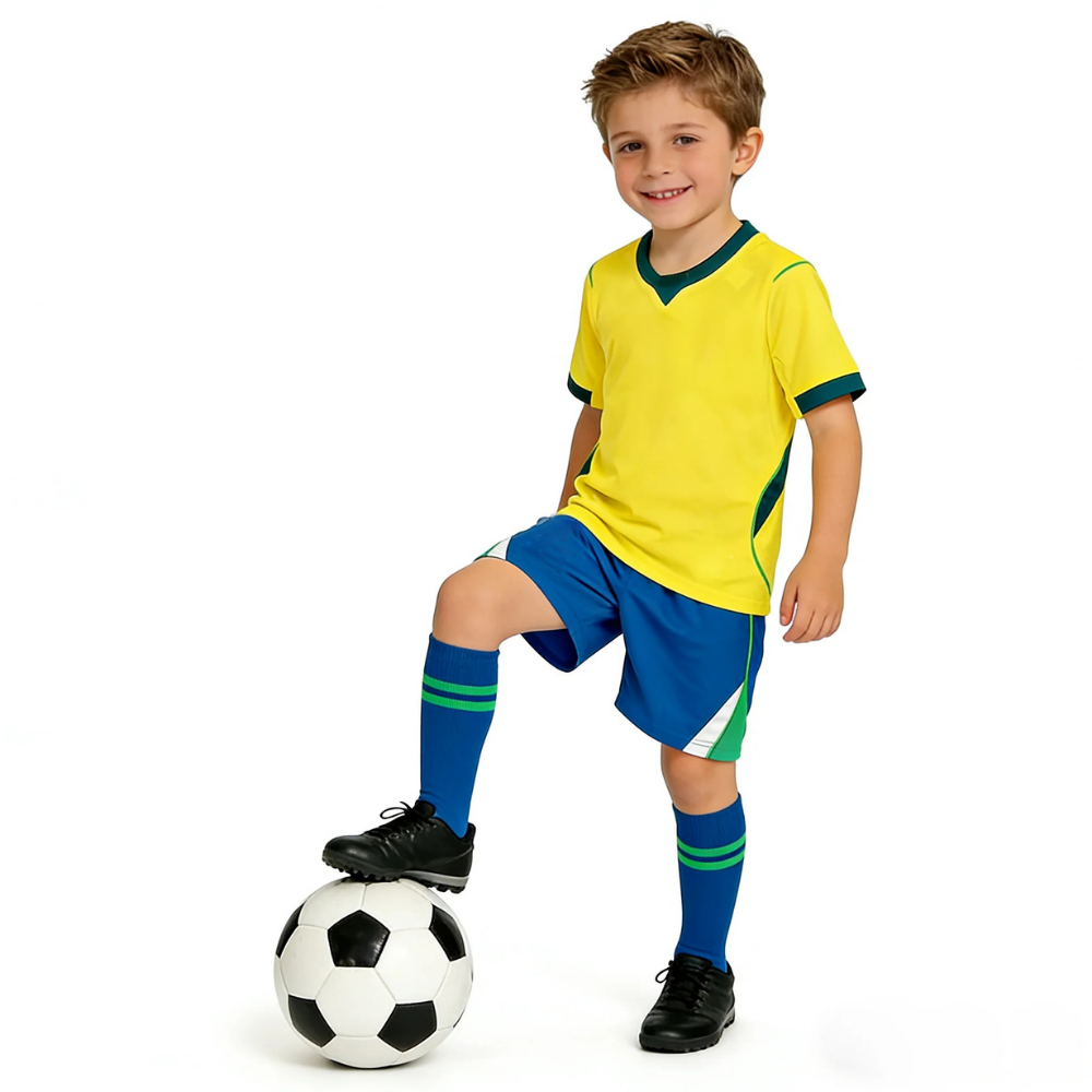 Brazil Jersey World Cup Kids 2026 Quick Dry Soccer Uniform Set