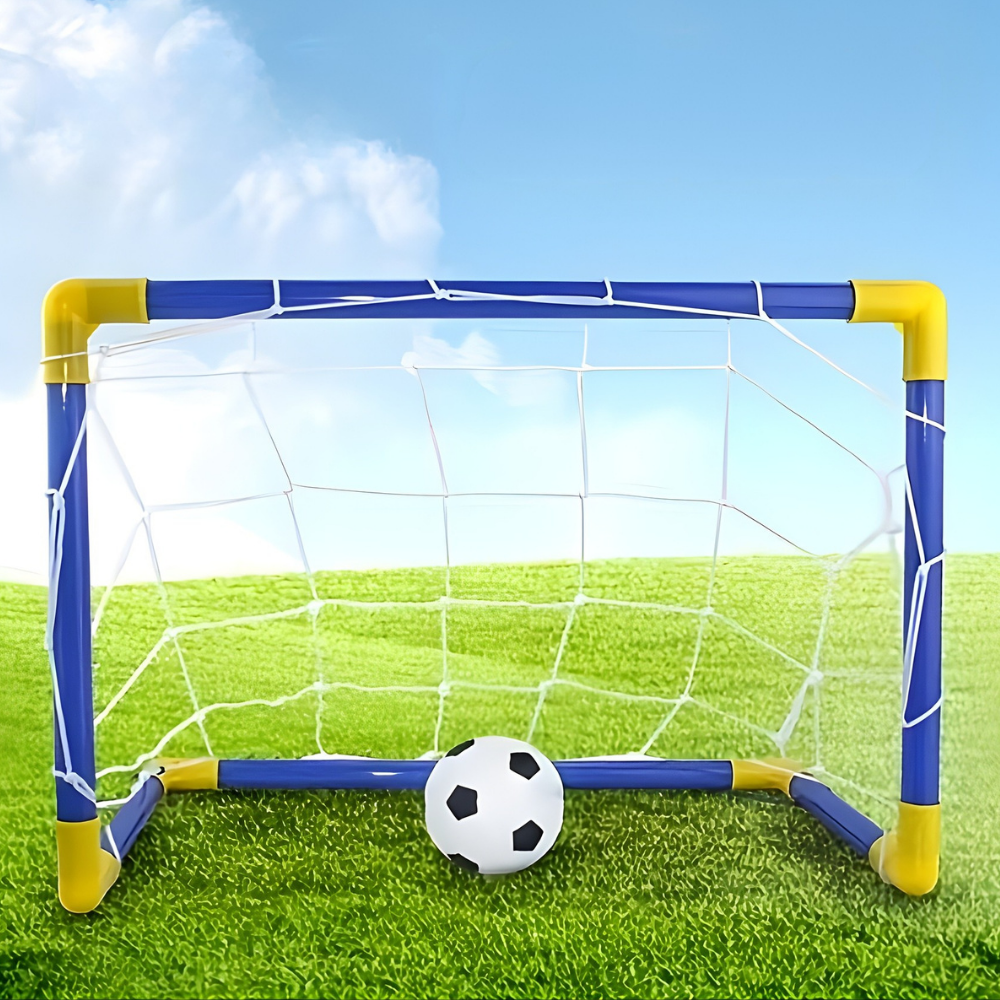 Compact Kids Soccer Goal Kit For Indoor Or Outdoor Play